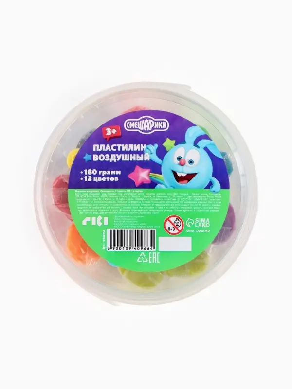 Тесто для лепки Смешарики, 12цветов 30 гр в ведерке Тесто для лепки Смешарики, 12цветов 30 гр в ведерке