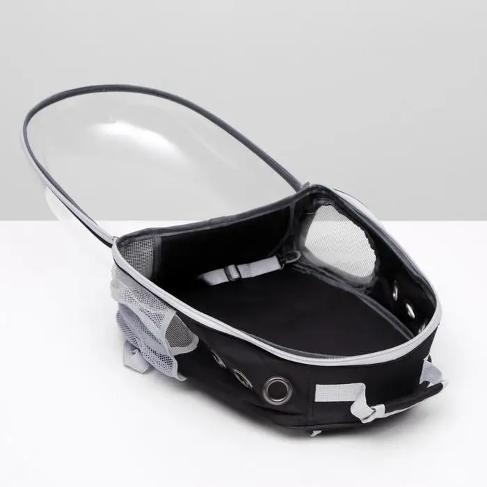 Рюкзак для переноски животных прозрачный, 31 х 28 х 42 см, чёрный