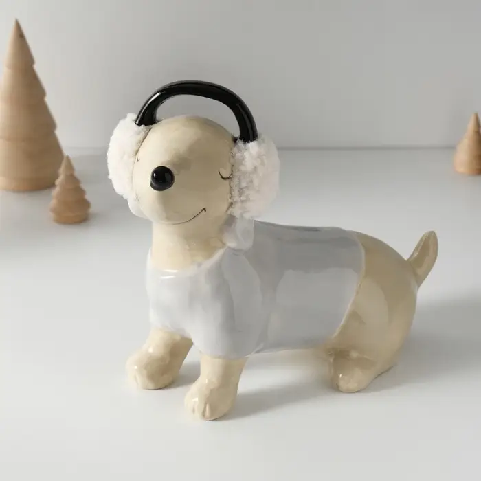 Копилка для денег &laquo;Собачка в тёплых наушниках&raquo;, керамика, 21.7&times;10&times;18.8 см