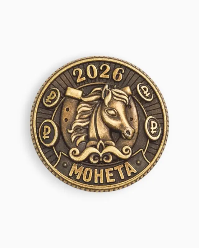 Монета новогодняя сувенирная «Богатства» акварель, латунь, диам 2.5см