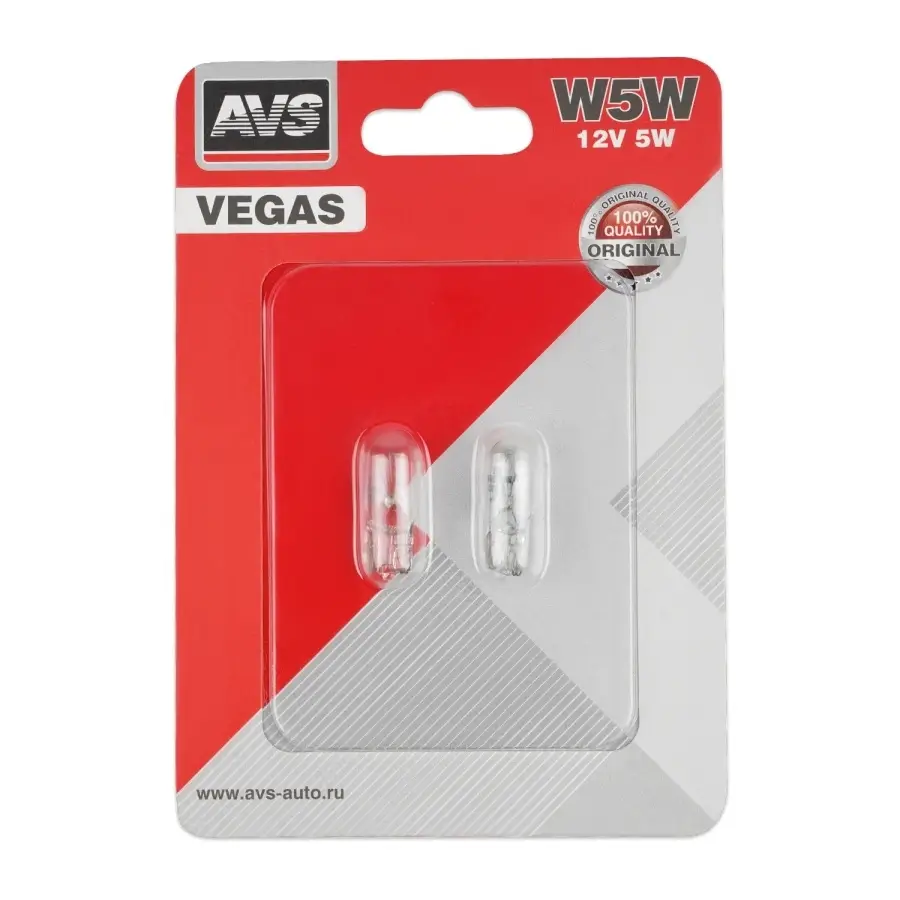 Лампа AVS Vegas в блистере 12V.W5W(W2,1x9,5d) 2шт.
