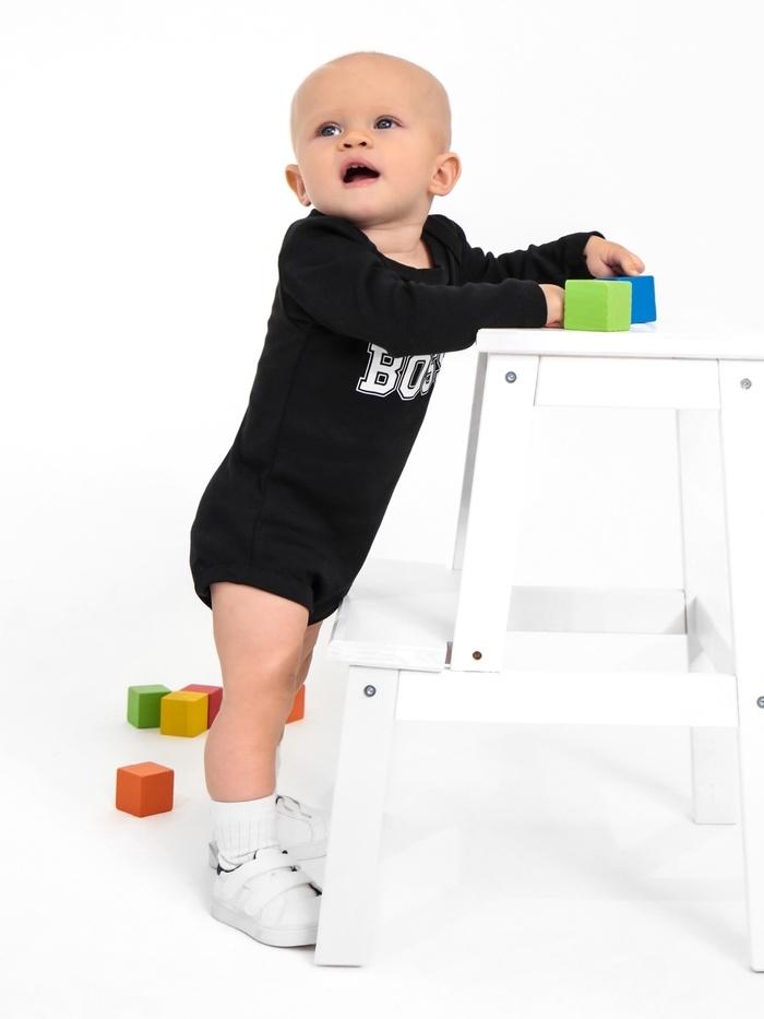Боди детское с длинным рукавом Крошка Я "Little Boss", рост 62-68 см, цвет чёрный
