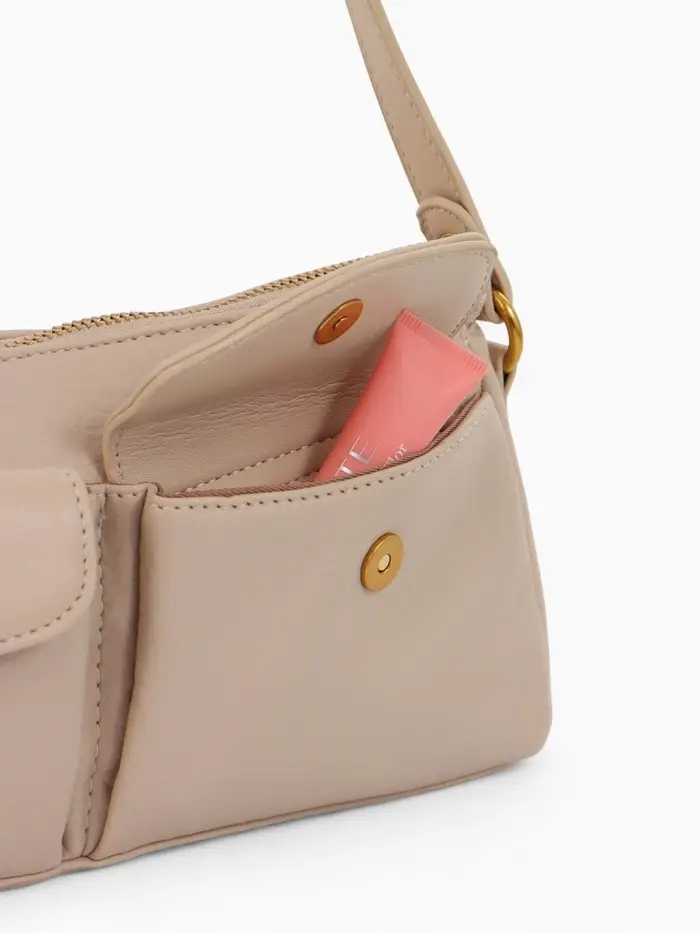 Сумка женская багет TEXTURA на молнии, 27&times;8&times;13 см, бежевая