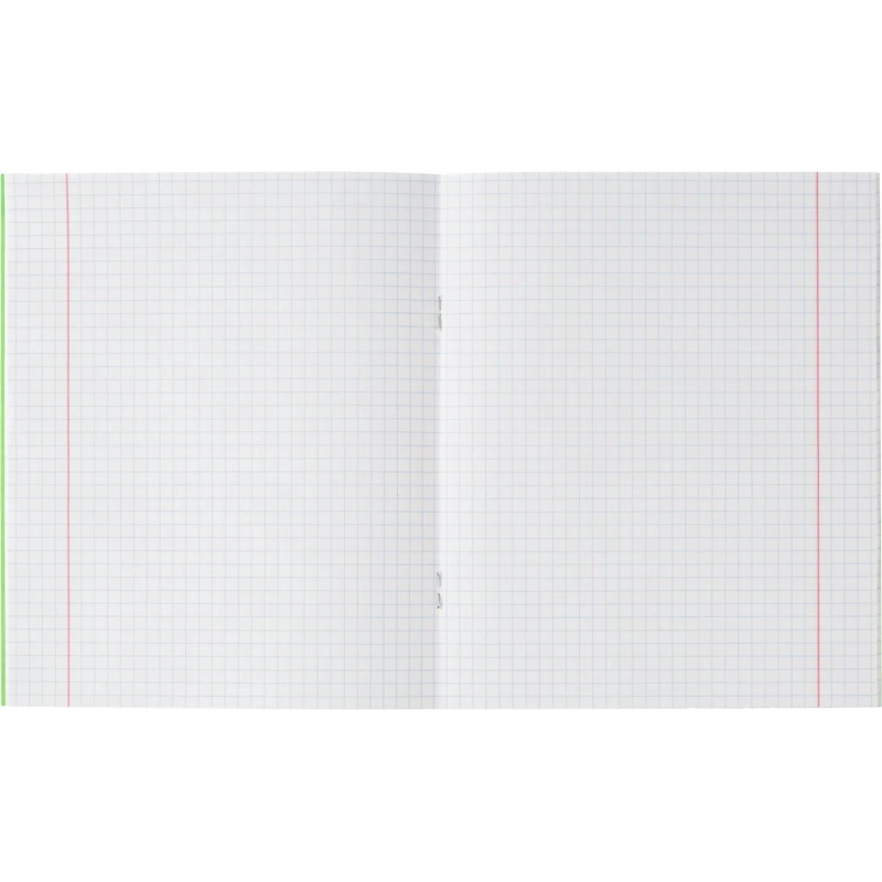 Тетрадь  в зеленом офсете 12л, клетка  уп. по 20 шт./запайка,100% белизна