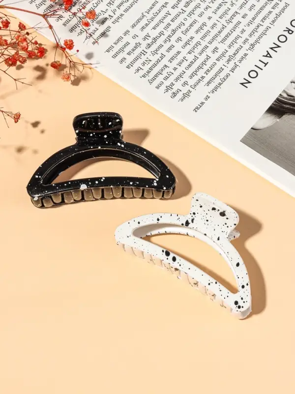 Крабик для волос &laquo;Пелагея&raquo;, дуга, 9 см, белый, чёрный