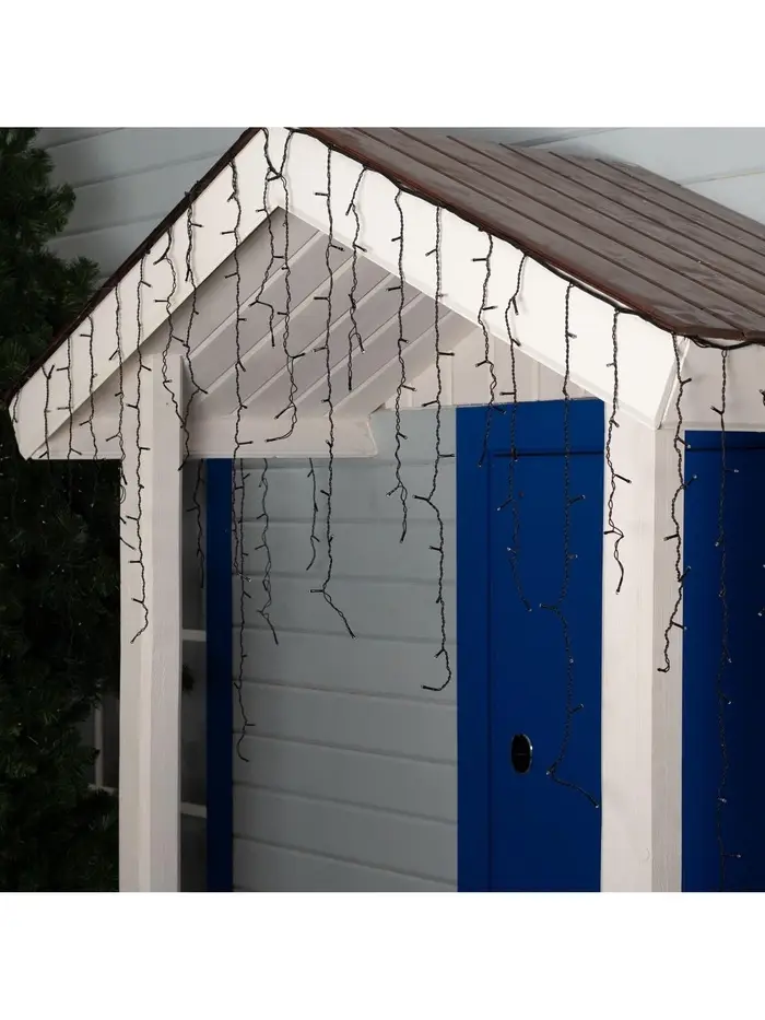 Гирлянда &laquo;Бахрома&raquo; 3&times;0.9 м, IP44, УМС, тёмная нить, 232 LED, свечение синее, 220 В