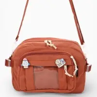 Сумка молодёжная на молнии, со значками, 23&times;5.5&times;16 см, рыжая