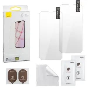 Защитное стекло для iPhone 13 Pro Max/14 Plus Baseus без рамки Super Crystal Clear 0.3mm 2 шт