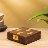 Настольная игра "Домино" 18,5х7,5х4 см, дерево шишам, латунь