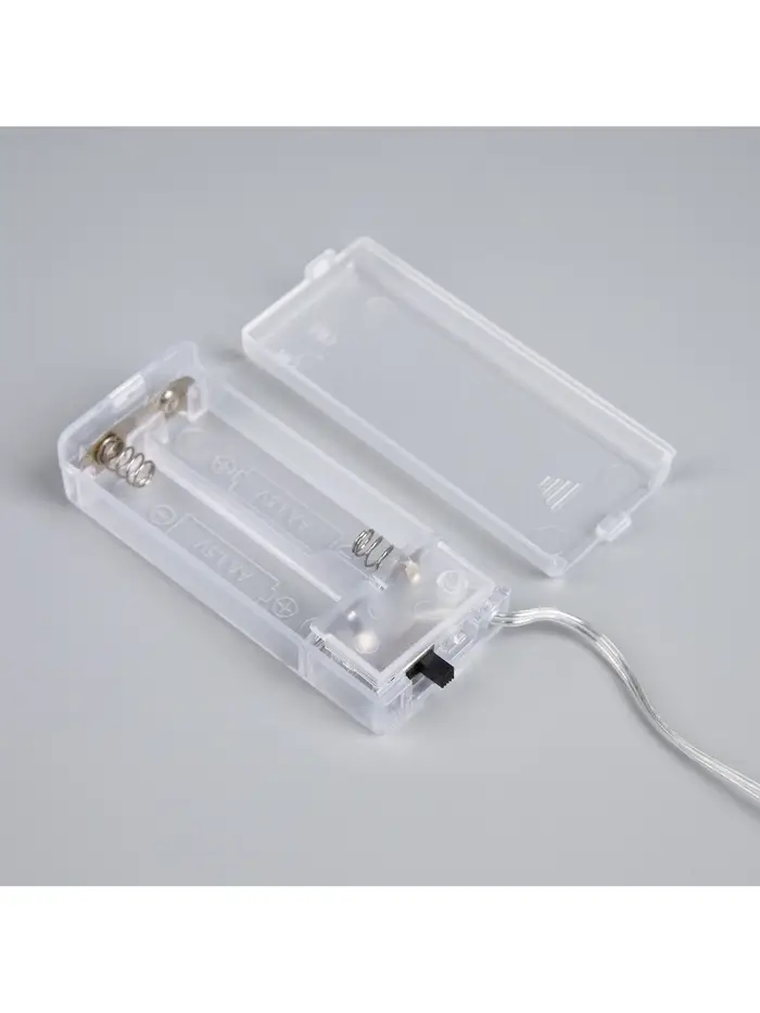 Гирлянда &laquo;Нить&raquo; роса 5 см с насадками &laquo;Снежки&raquo;, IP20, серебристая нить, 10 LED, от батареек АА&times;2, свечение тёплое белое