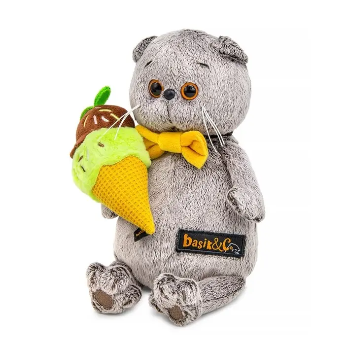 Мягкая игрушка Мягкая игрушка "Кот Басик с мороженым, "Мультсериал", 19 см Ksm19-005