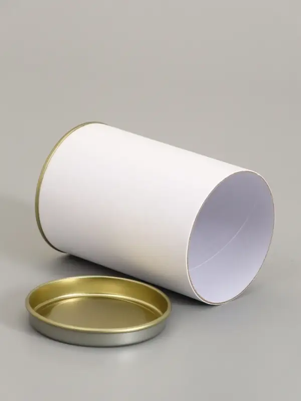 Тубус белый 73&times;110 мм (90 мм внутренняя высота), картон, металлическая крышка