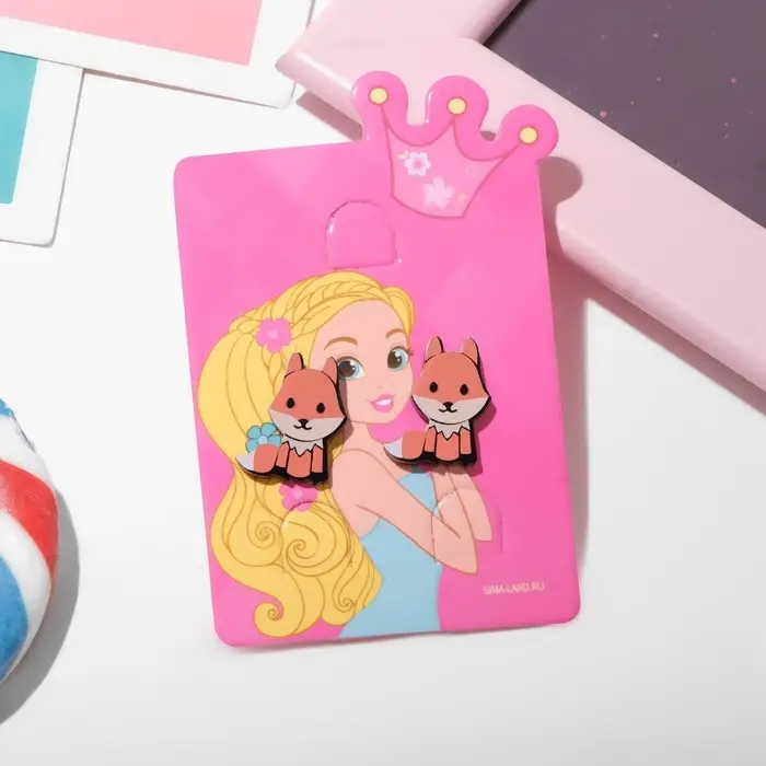 Серьги детские «Выбражулька» лисички, цветные в серебре Серьги детские «Выбражулька» лисички, цветные в серебре