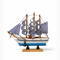 Сувенирная модель корабля &laquo;Эмма&raquo;, 16&times;5&times;16 см, бело-синие паруса
