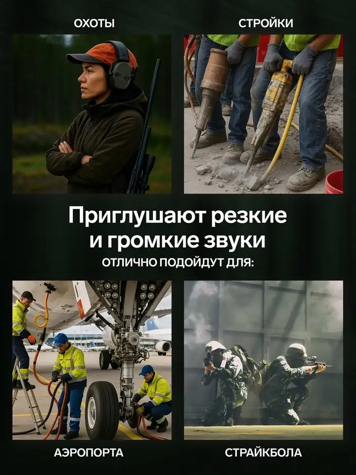 Тактические наушники для стрельбы с активным шумоподавлением