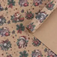 Бумага упаковочная бурый крафт &laquo;Котик&raquo;, 50&times;70 см