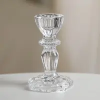 Стеклянный подсвечник на 1 свечу &laquo;Бутон на ножке&raquo;, прозрачный, d=2.2 см, 7&times;7&times;11 см