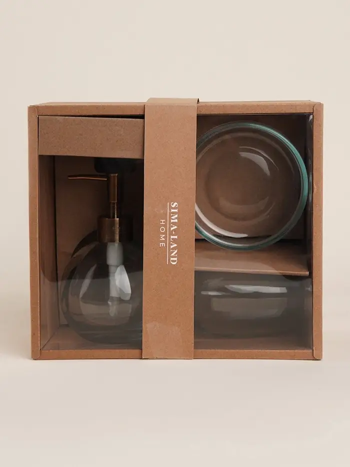 Аксессуары для ванной SL Home, 3 предмета, дозатор, мыльница, стакан