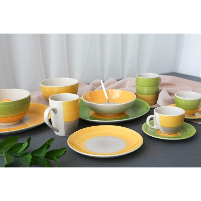 Тарелка керамическая обеденная Доляна «Бутон», d=27 см, цвет жёлтый Тарелка керамическая обеденная Доляна «Бутон», d=27 см, цвет жёлтый