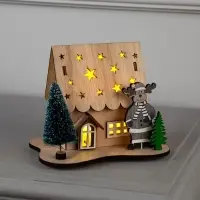 Светодиодная фигура &laquo;Дом с оленем&raquo; 11&times;15&times;3 см, дерево, от батареек LR41&times;3, свечение тёплое белое