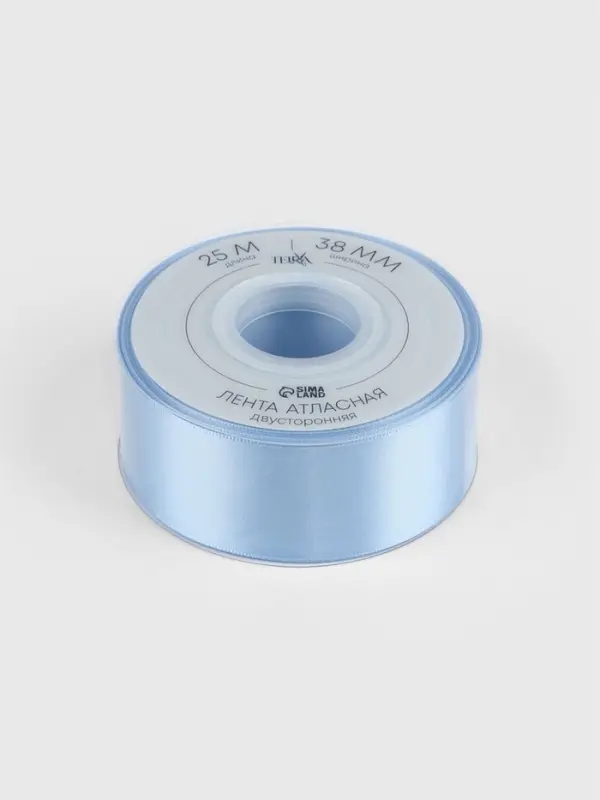 Лента атласная TEIRA, двухсторонняя, 38 мм, 25&plusmn;1 м, светло-голубой №332
