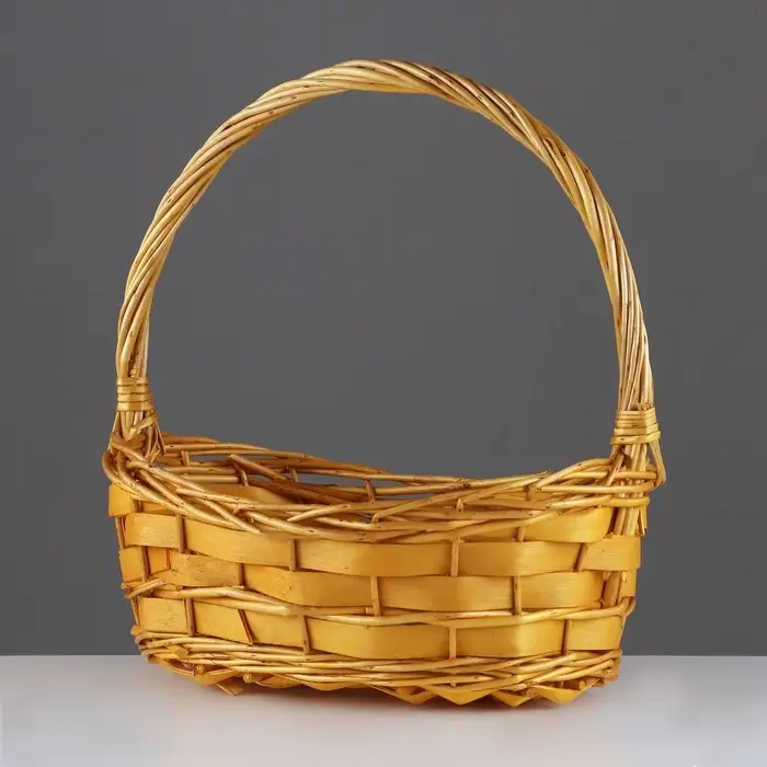 Корзина плетёная для хранения Fleet, из лозы, с ручкой, бежевая, набор 3 шт.