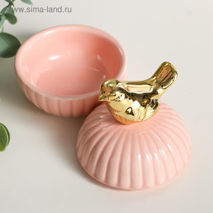 Шкатулка керамика Шкатулка керамика "Золотой воробушек" 10х8х8 см