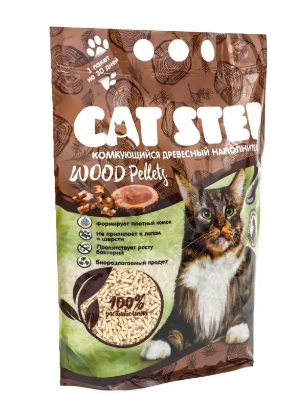 Наполнитель комкующийся растительный CAT STEP Wood Pellets 5 л Наполнитель комкующийся растительный CAT STEP Wood Pellets 5 л