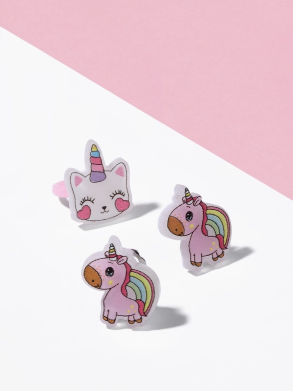 Набор детский Набор детский "Выбражулька" 2 предмета: клипсы, кольцо, единорог, цветной