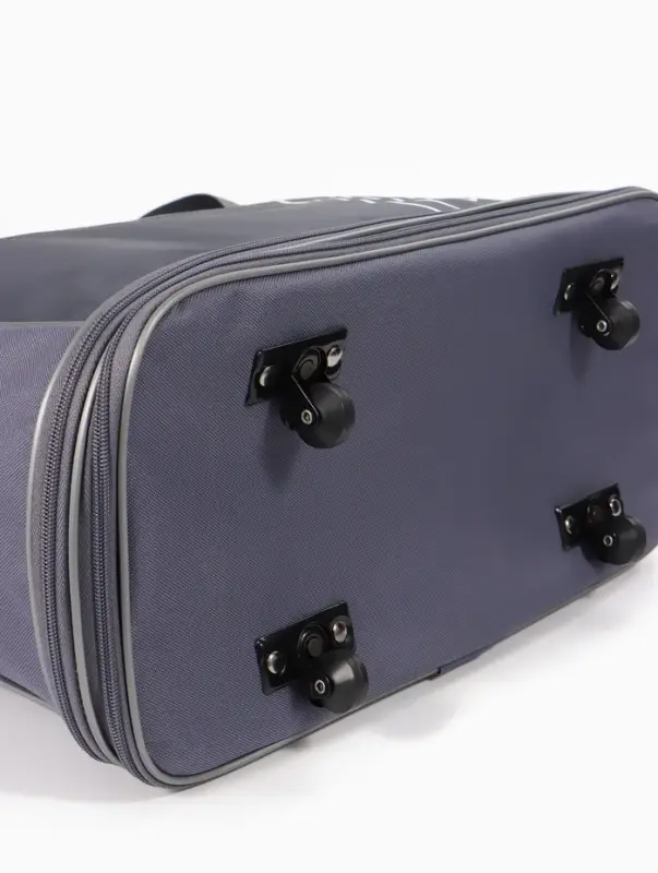 Сумка дорожная 20" на 4 колёсах, отдел на молнии, с увеличением, наружный карман, длинный ремень, серая