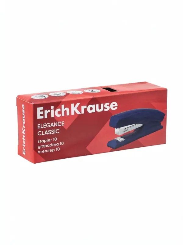 Степлер канцелярский № 10, ErichKrause Elegance, до 20 листов, встроенный антистеплер, МИКС
