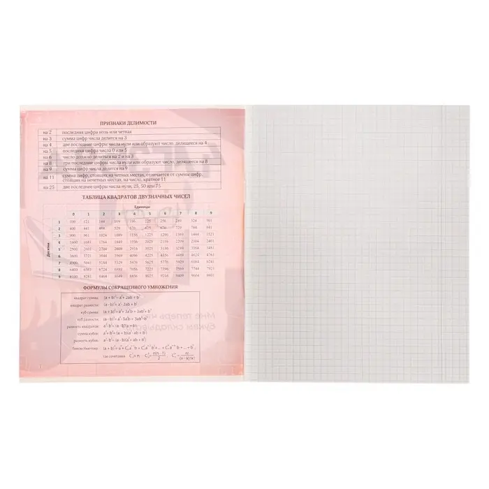 Тетрадь предметная Calligrata &laquo;Животные мемы&raquo;, 36 листов в клетку Алгебра, со справочным материалом, обложка мелованная бумага, блок №2 (серые листы)