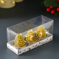 Набор свечей новогодних &laquo;Шишка золотая&raquo;, 4&times;6 см, 3 шт.