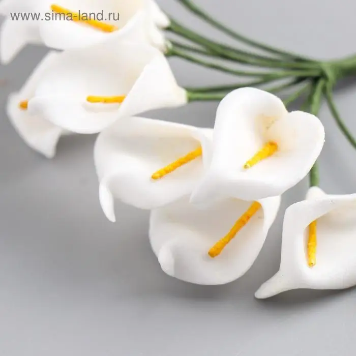 Декор для творчества "Белые каллы" (набор-букет 12 цветков) 10 см Декор для творчества "Белые каллы" (набор-букет 12 цветков) 10 см