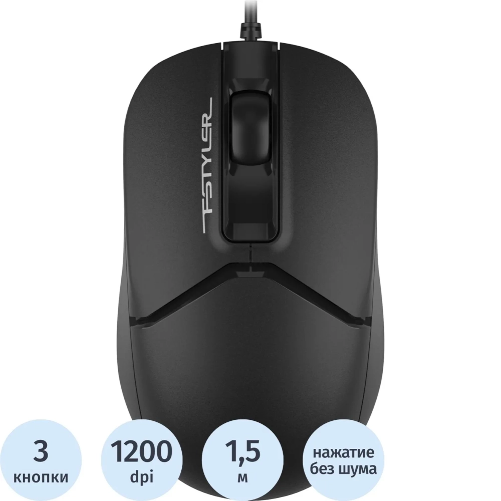 Мышь компьютерная A4Tech Fstyler (FM12S  BLACK) оптическая 1200dpi/3but