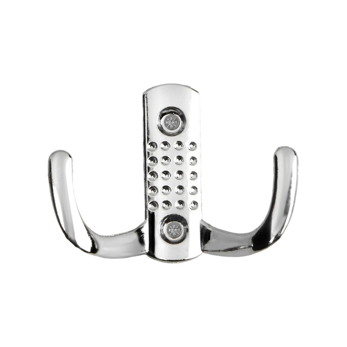 Крючок мебельный ТУНДРА TKD011, двухрожковый, хром Крючок мебельный ТУНДРА TKD011, двухрожковый, хром