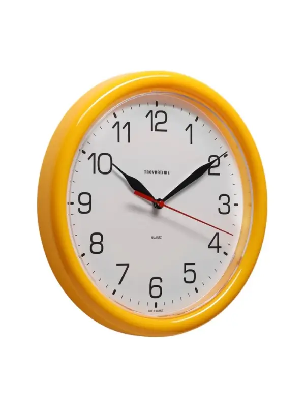 Часы настенные, серия: Классика, d=24 см, плавный ход, жёлтый обод