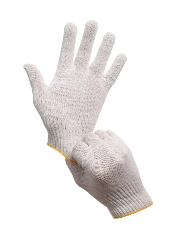 Перчатки садовые, хб, вязка 10 класс, 5 нитей, без покрытия, белые Перчатки садовые, хб, вязка 10 класс, 5 нитей, без покрытия, белые