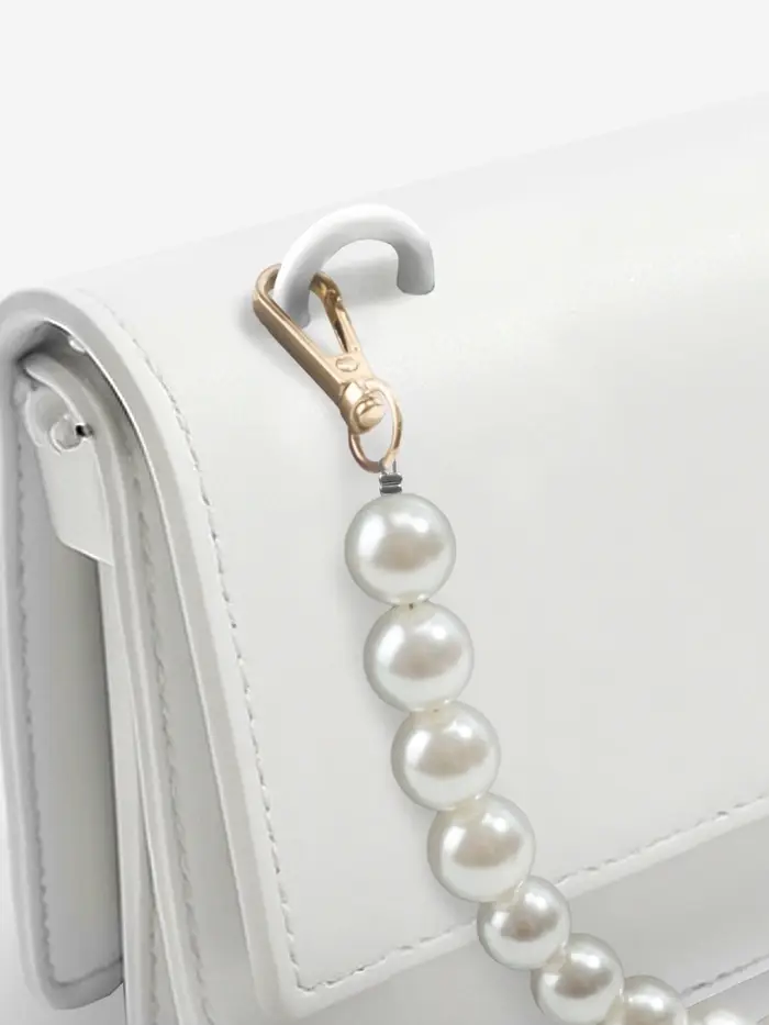 Ручка для сумки, жемчужные бусы, d=12, 14, 16 мм, 39 см, цвет белый, золотой