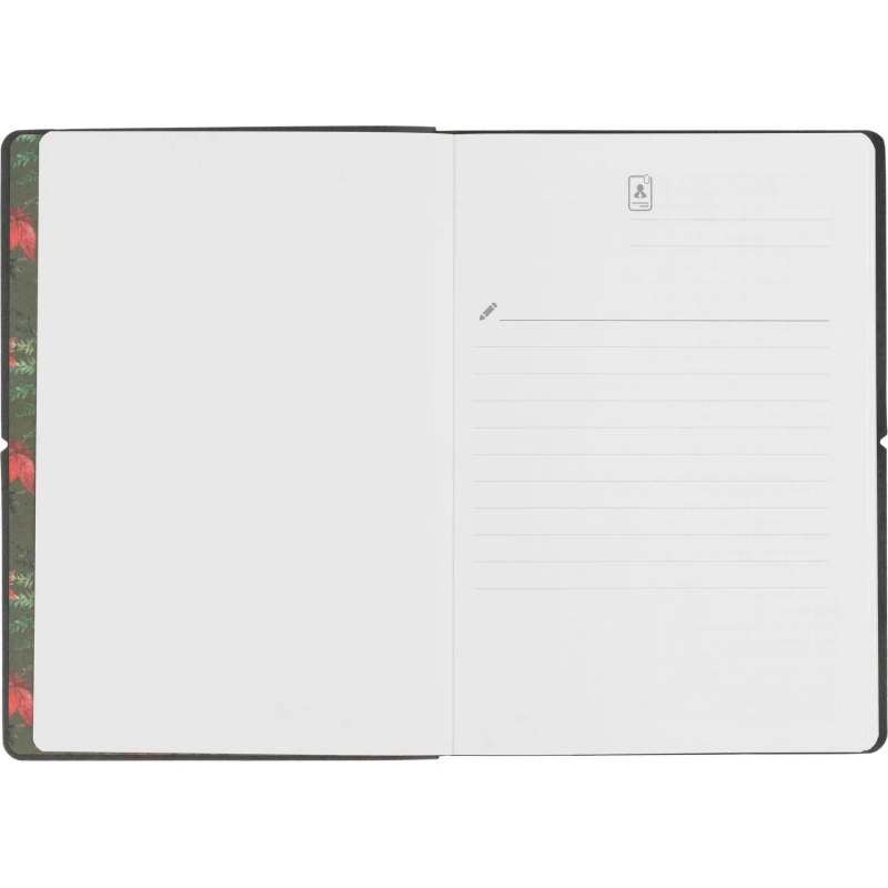 Блокнот Папоротники А5, 128л, клетка, обложка экокожа, с резинкой