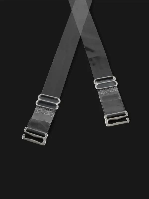 Лямки для бюстгальтера, силиконовые, фурнитура металл, 1.5 см, 37 см, пара, прозрачные