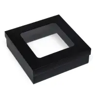 Коробка подарочная складная, упаковка, крышка - дно, чёрная, с окном 20&times;20&times;6 см