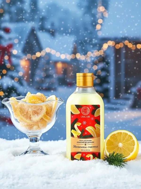 Пена для ванны URAL LAB &laquo;Моменты счастья&raquo;, 300 мл, аромат лимонных долек, Новый Год
