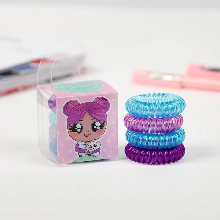 Резинки для волос пружинки «Клэр»,4 шт, диам 3,5 см Резинки для волос пружинки «Клэр»,4 шт, диам 3,5 см