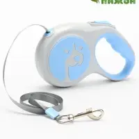 Рулетка - поводок для собак, лента 5 м, голубая, серая