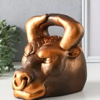 Копилка для денег &laquo;Бык гиря&raquo;, гипс, золото-бронза, 20&times;21&times;19 см