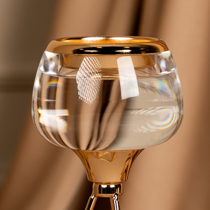 Подсвечник металл, стекло на 1 свечу «Изысканность» цвет золото 9.5 х 9.5 х 22.5 см Подсвечник металл, стекло на 1 свечу «Изысканность» цвет золото 9.5 х 9.5 х 22.5 см