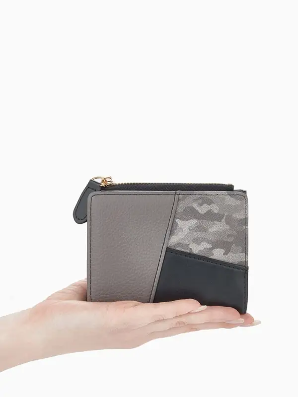 Кошелёк женский на кнопке, 11.5&times;2&times;9 см, комбинированный, серый