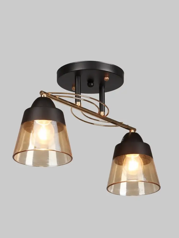 Люстра потолочная BayerLux &laquo;Кансе&raquo;, 2хЕ27, 40 Вт, черно-золотой, 41&times;15&times;23 см