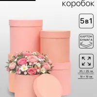Набор круглых коробок 5 в 1 &laquo;Краски&raquo;, персиковый, 25&times;25&times;25 - 19&times;19&times;19 см